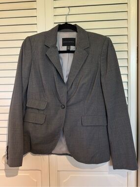 Banana Republic Gray Pinstriped Single-Button Blazer